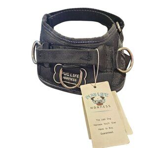 Pug Life Harness Black XS Adjustable Dog no pull Harness With Reflective Strap